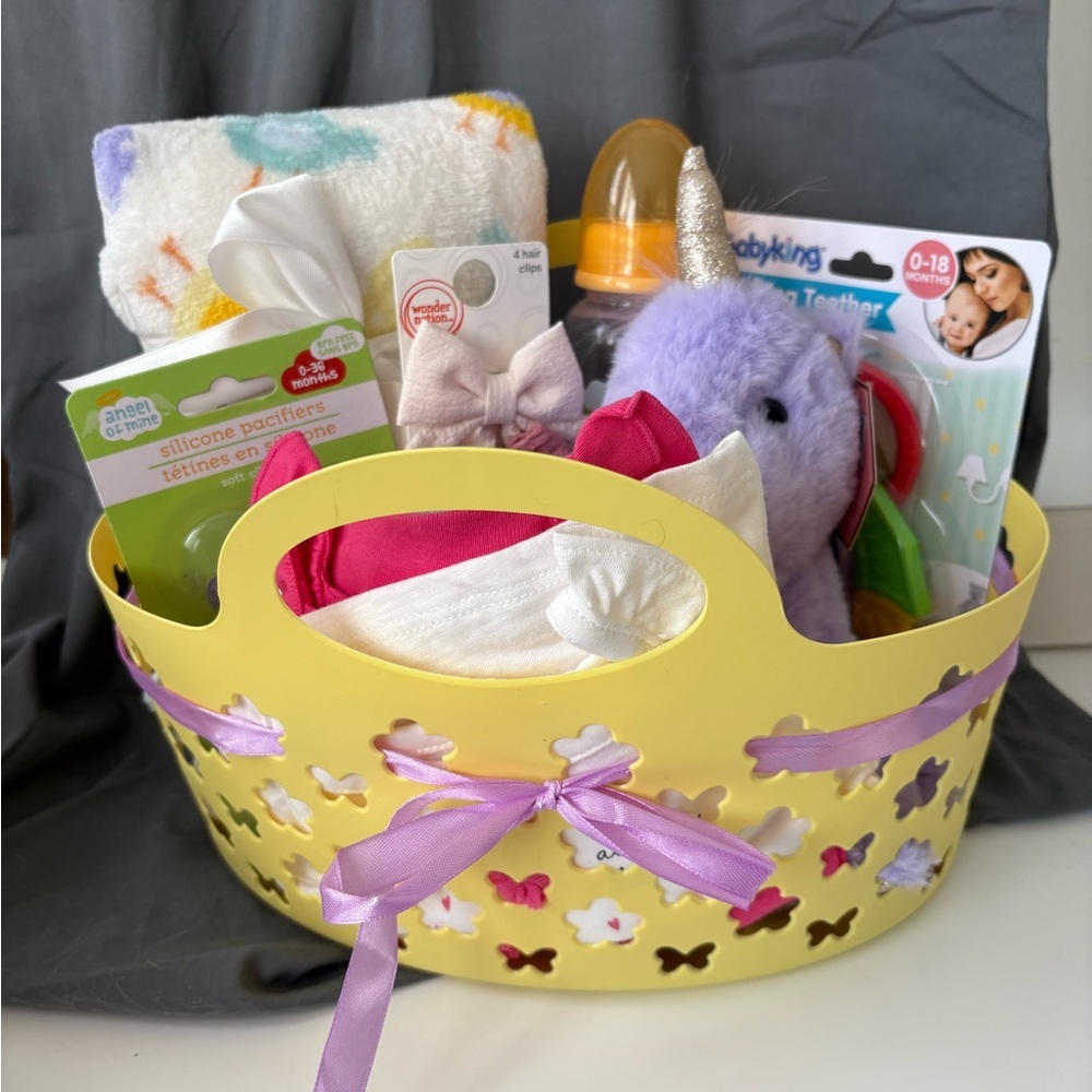 Yellow Butterfly Baby Gift Basket